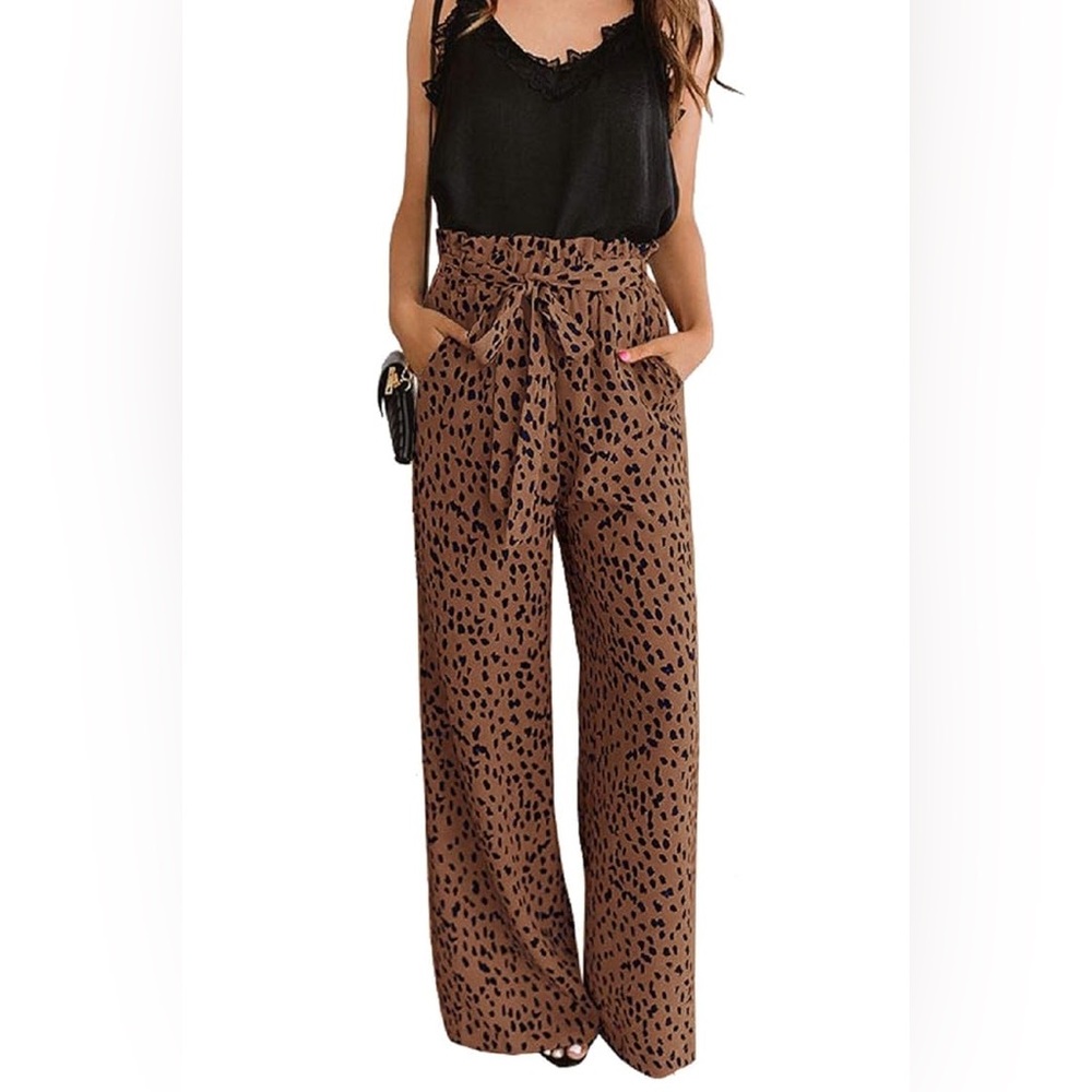 Leopard Print High-Waisted Pants